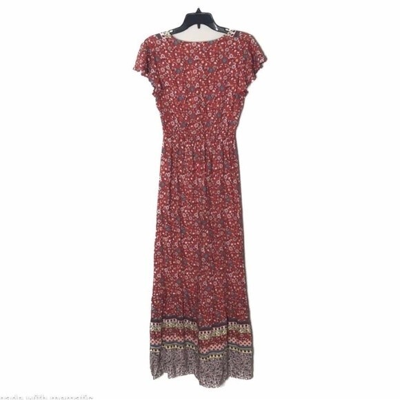 Bebop ditsy floral bohemian prairie maxi dress with matching hair scrunchie - Picture 11 of 11